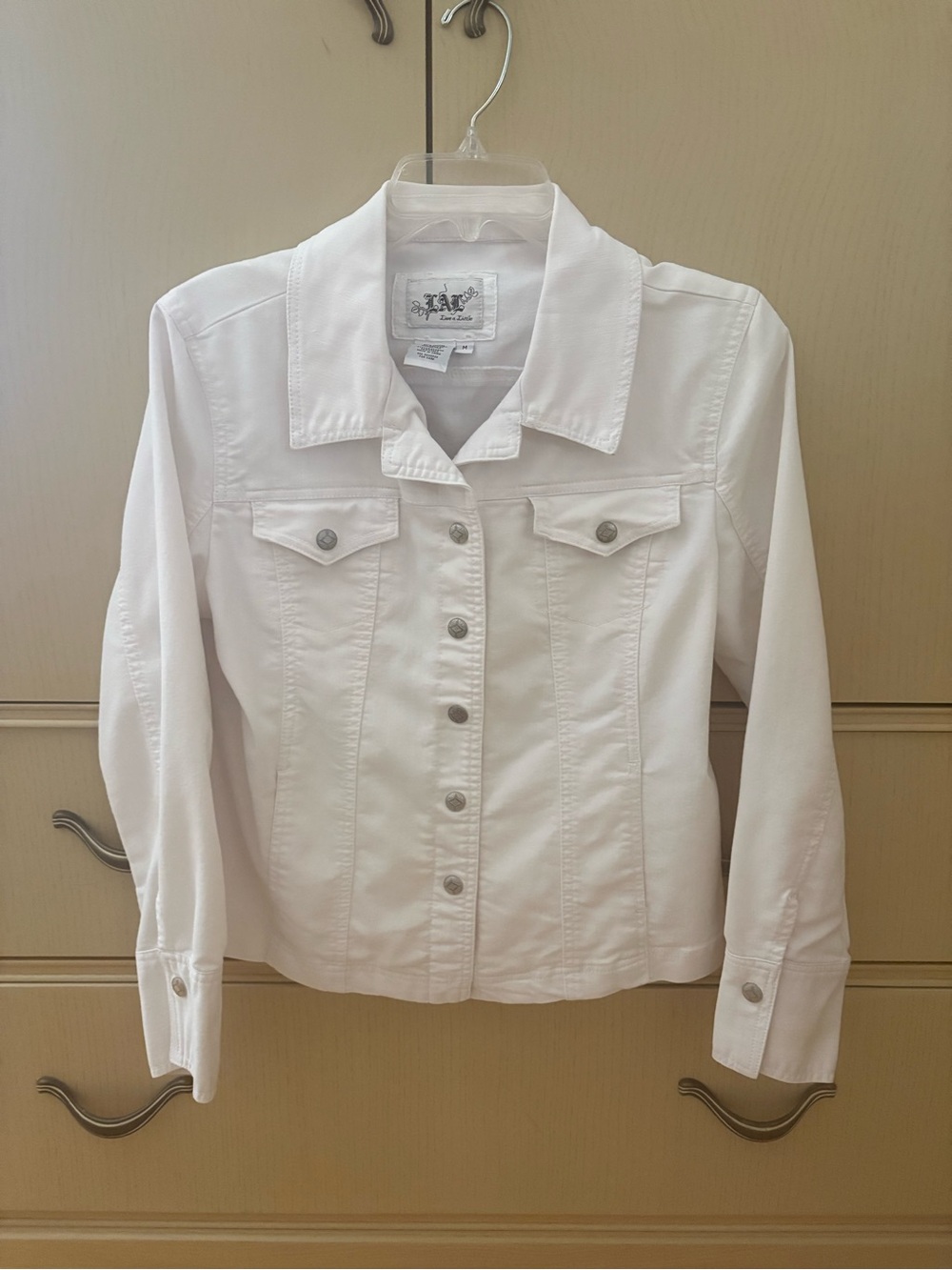 White Classic Button-Front Jean Jacket by LAL
